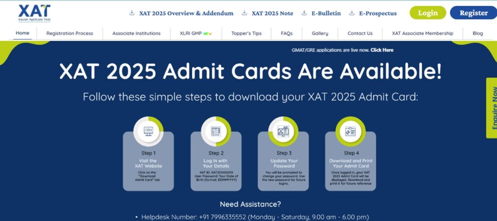 XAT 2025 Admit Card Out at xatonline.in