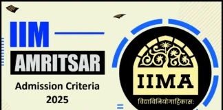 IIM Amritsar Admission Criteria 2025