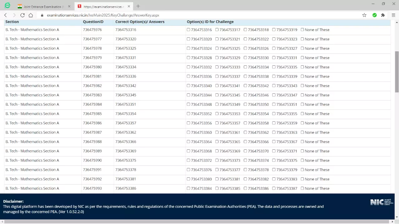 JEE Main 2025 Answer Key Challenge 